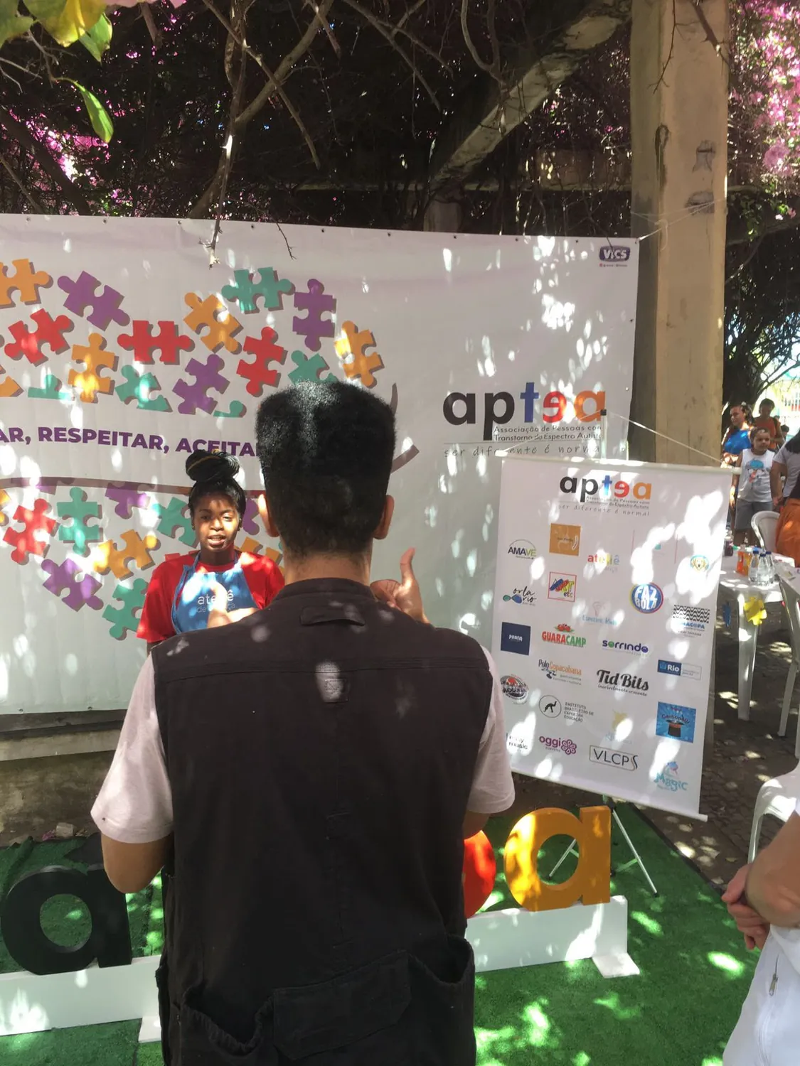 Bastidor de gravação no evento da APTEA